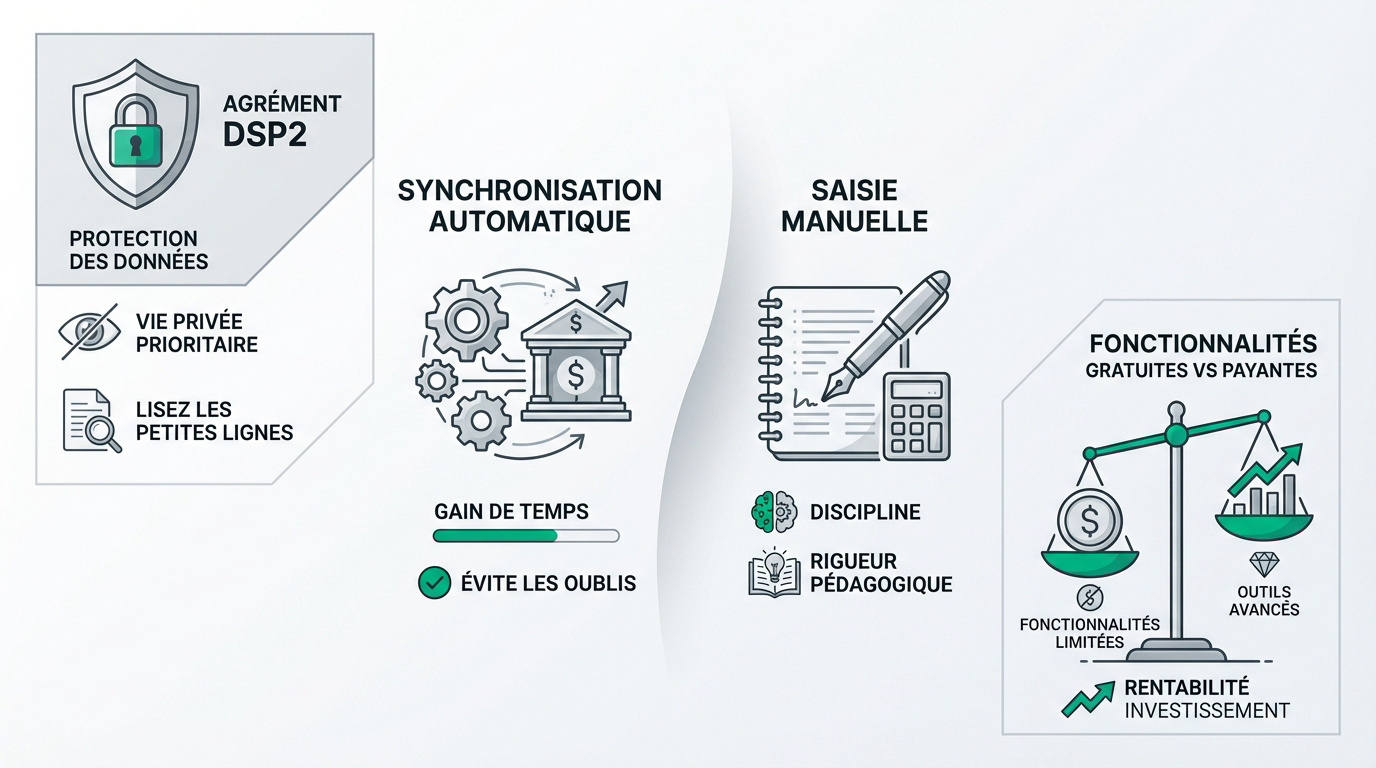 Comparatif entre la gestion automatique des comptes et la saisie manuelle des dépenses