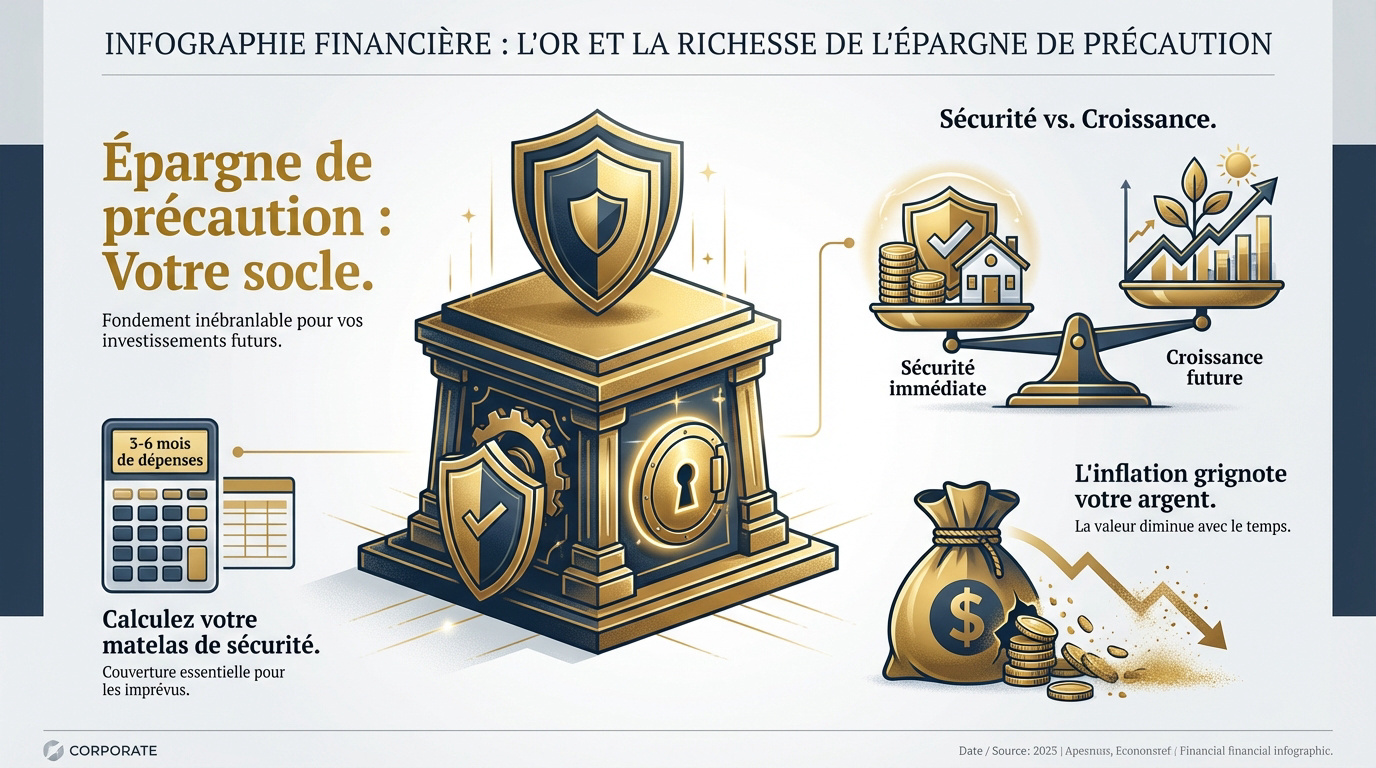 Graphique illustrant l'importance de l'épargne de précaution comme base de l'investissement
