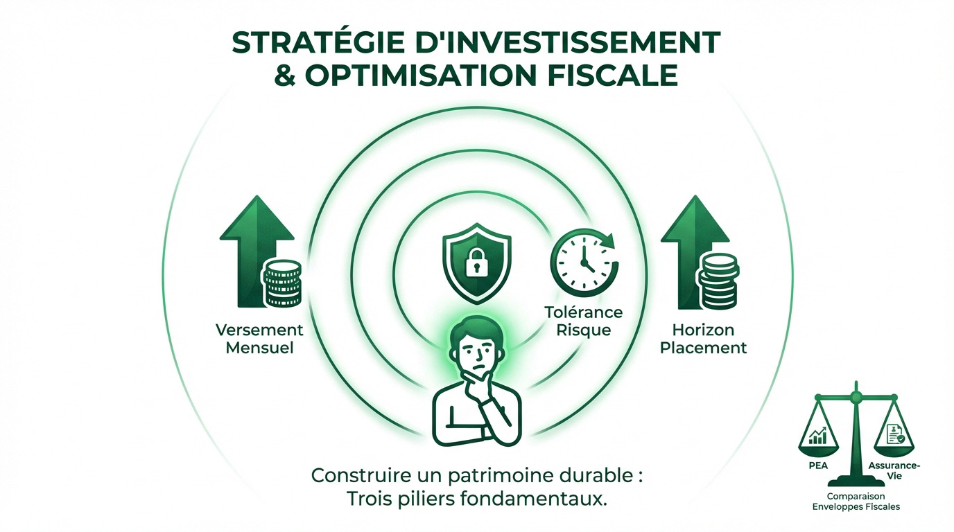Graphique illustrant la stratégie d'investissement et l'optimisation fiscale selon l'horizon de temps