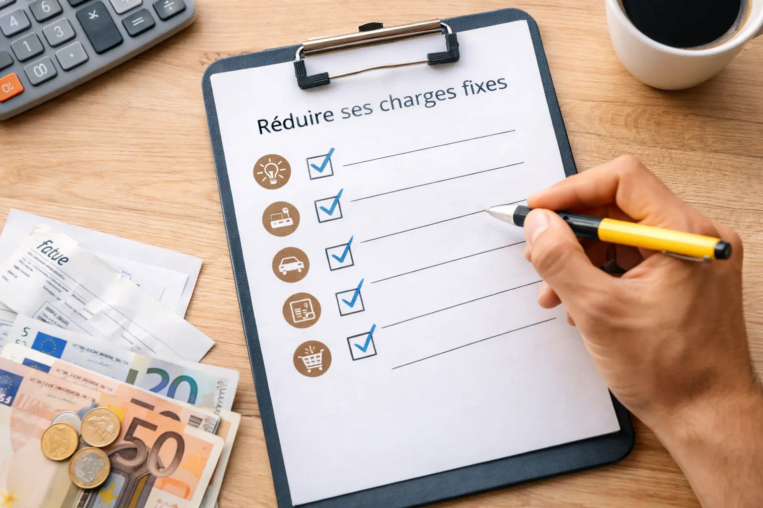 réduire charges fixes + astuces + négociation factures + checklist
